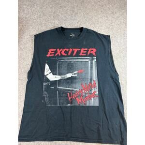 Exciter Heavy Metal Maniac Band Shirt Men Black Sleeveless Muscle Tee Graphic XL